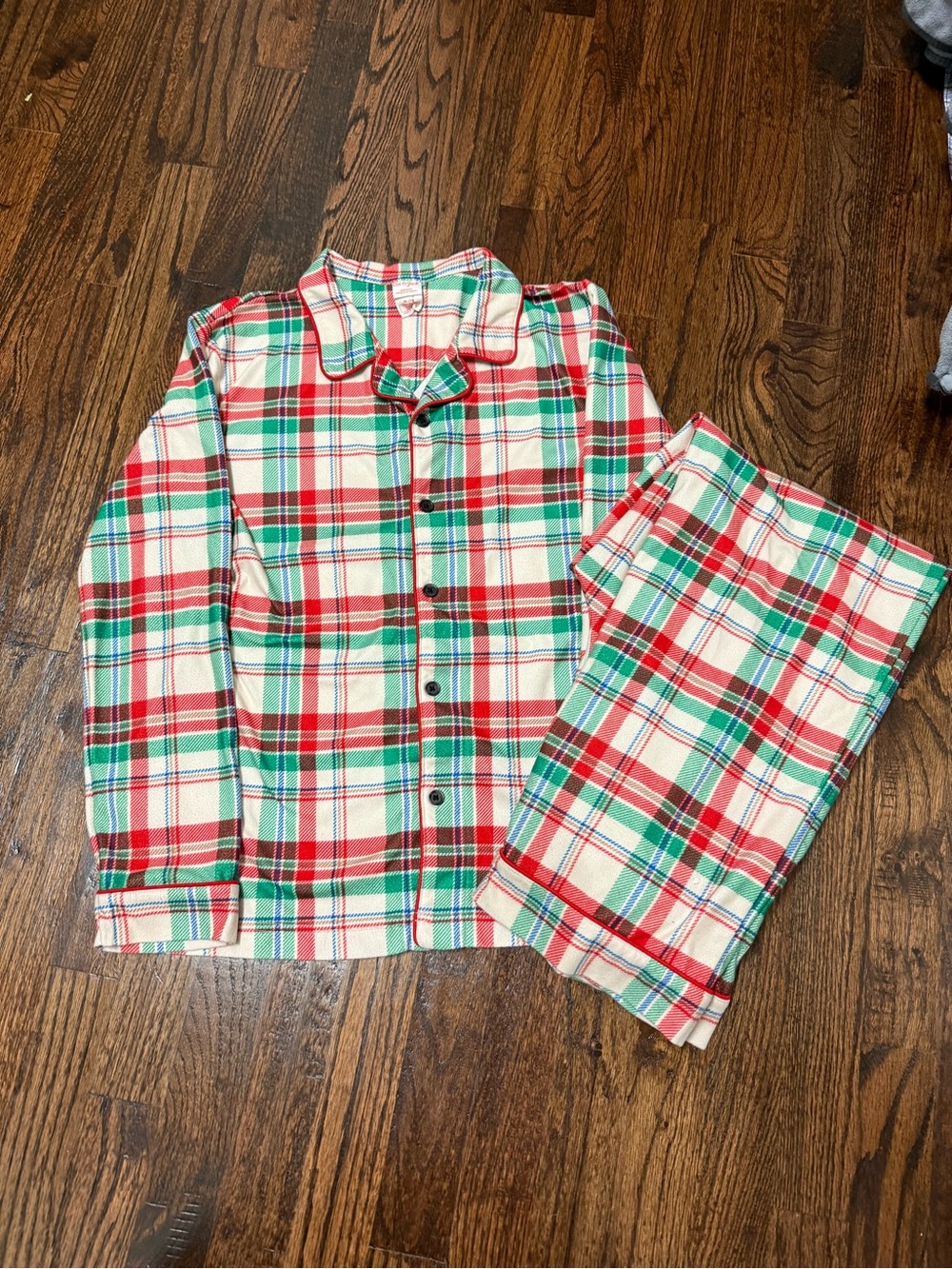 Boys Christmas Plaid Pajama Set Cat & Jack Long Sleeve Button Up X-Large 14